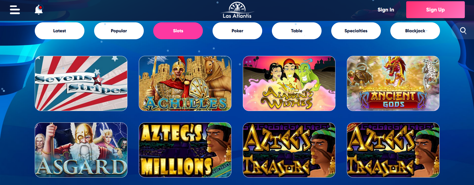 Las Atlantis Casino Choose Slots, Table Games, Blackjack and more!